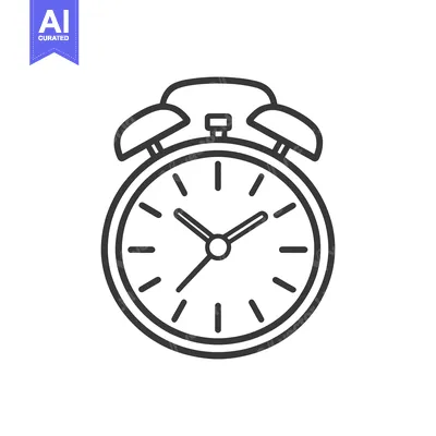 Aset desain premium: A simplistic black and white drawing of an alarm clock