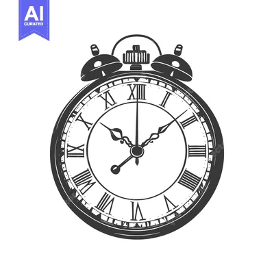 Aset desain premium: A vintage style analog alarm clock with roman numerals