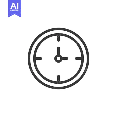 Aset premium populer: Minimalist Clock Icon: Simple Time Representation on White Background