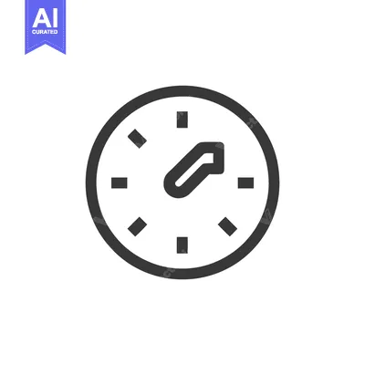 Aset desain premium: Minimalist Clock Icon: Dark Gray Outline on White Background, Time Con