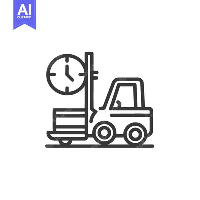 Aset desain premium: Forklift with Clock Icon: Time-Sensitive Delivery, Logistics, and Effi