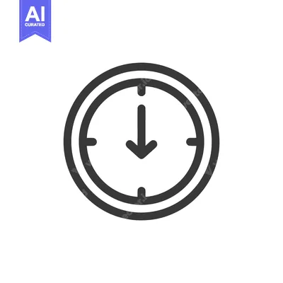 Premium design asset: Minimalist Clock Icon with Downward Arrow Hand on White Background