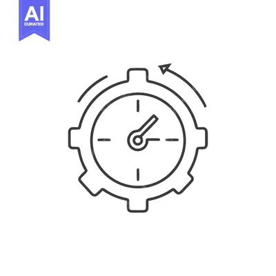 Premium design asset: Clockwork Precision: Time Management Icon with Gear and Arrow
