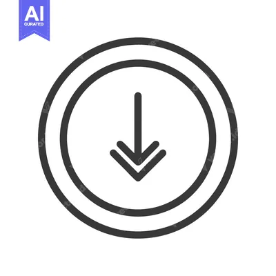 Popular premium asset: Downward Arrow Icon Encased in Double Circle, Minimalist Design