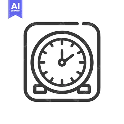 Premium design asset: Minimalist Clock Icon: Square Frame, Round Face, Bold Outline Design