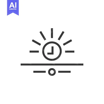 Premium design asset: Clock with Sun Rays and Horizontal Bars