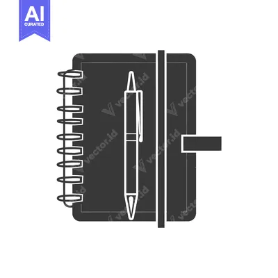 Aset desain premium: Closed Spiral Notebook with Pen Inside