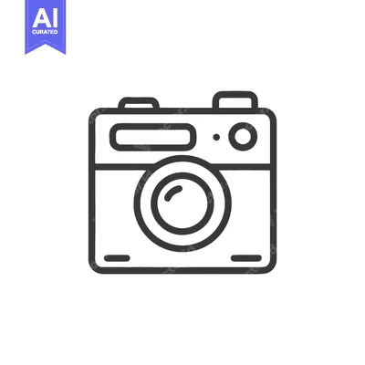 Aset desain premium: Minimalist Camera Icon: Clean Line Art Style on White Background