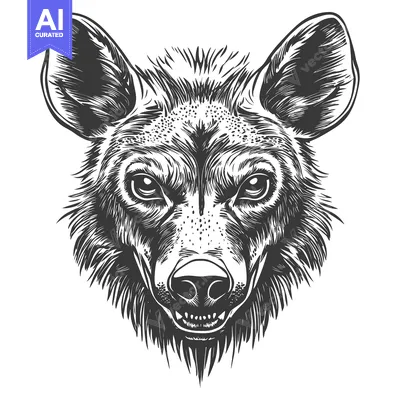 Aset premium populer: Close-up Illustration of a Hyena's Head with an Aggressive Expression