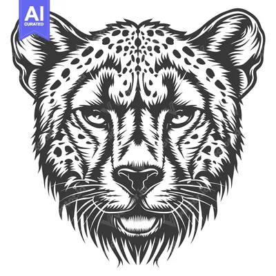 Popular premium asset: Close-up of a Cheetah's Face in a Monochrome Illustration