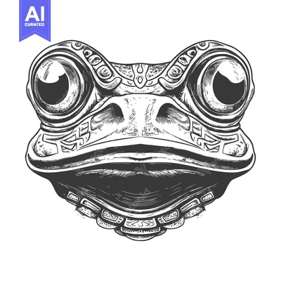 Aset desain premium: Close-up of a Frog's Face with Intricate Details