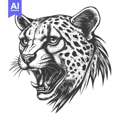 Popular premium asset: Close-up of a Roaring Cheetah's Head