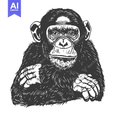 Popular premium asset: Close-up Portrait of a Chimpanzee with Folded Arms
