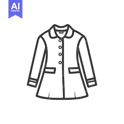 A simple black and white illustration of a long coat