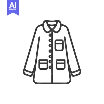 Aset desain premium: Simple line art image of a button up coat with pockets
