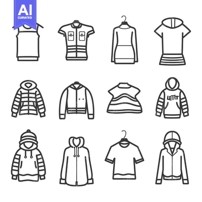 Several illustrated clothes are displayed in a clean design