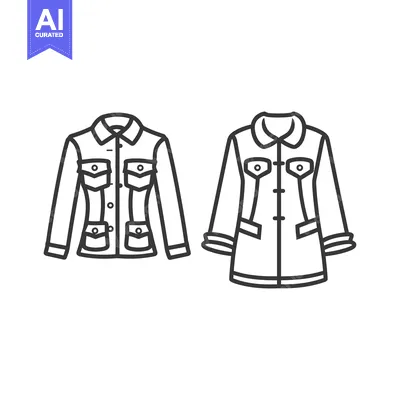 Premium design asset: Detailed line drawings of two button down jackets