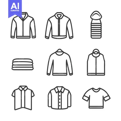 Popular premium asset: Simple black outline icons depicting different clothing items