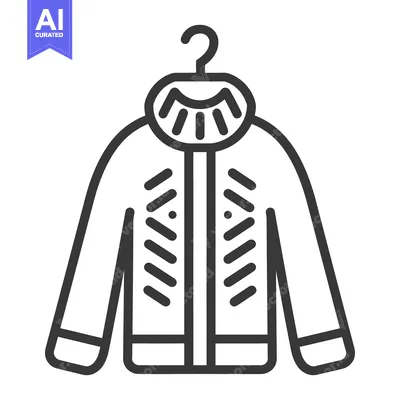Aset premium populer: A black and white illustration of a jacket hanging on a hanger