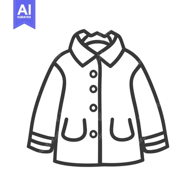 Aset desain premium: A simple line drawing illustrating a button up childrens jacket