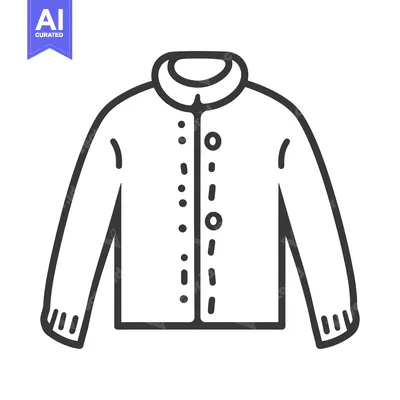 Aset premium populer: A simple black and white drawing depicting a buttoned jacket