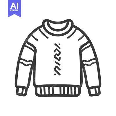 An illustrated monochrome graphic showing a knitted winter sweater des