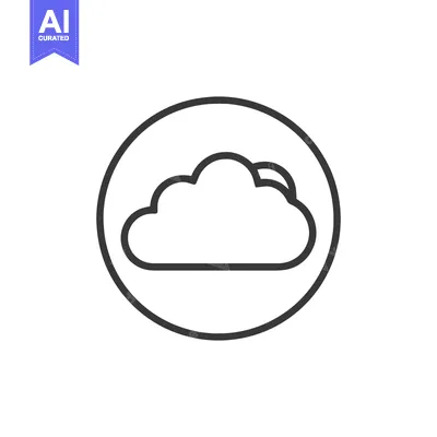Aset desain premium: Cloud Icon in Circle: Simple Line Art for Weather or Data
