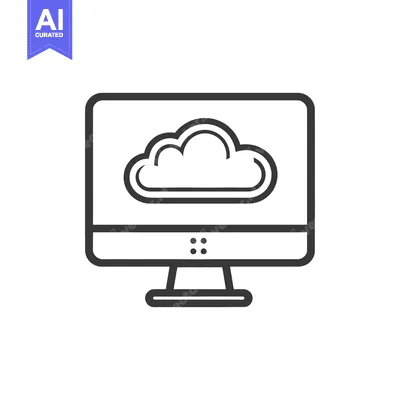 Aset desain premium: Computer display depicts a cloud computing or data storage concept
