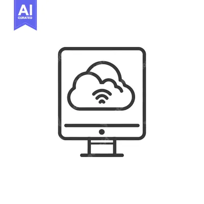 Aset premium populer: A computer screen displays a cloud icon representing wireless connecti