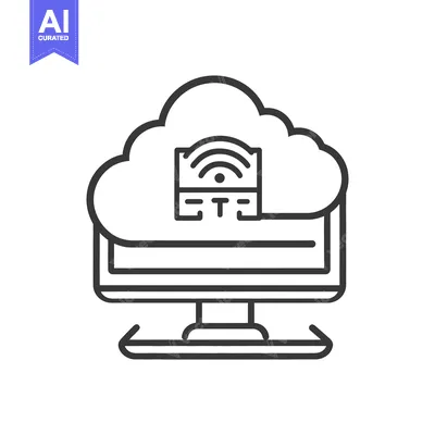 Aset premium populer: A computer screen displaying cloud technology and wireless connectivit