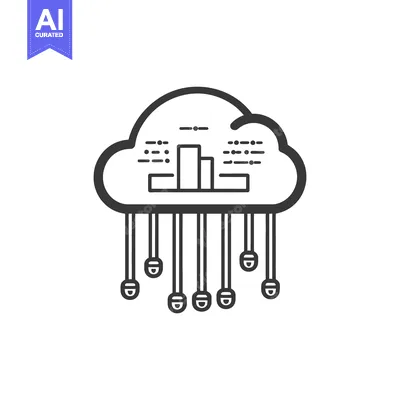 Aset desain premium: A cloud shaped graphic with data and circuit connections