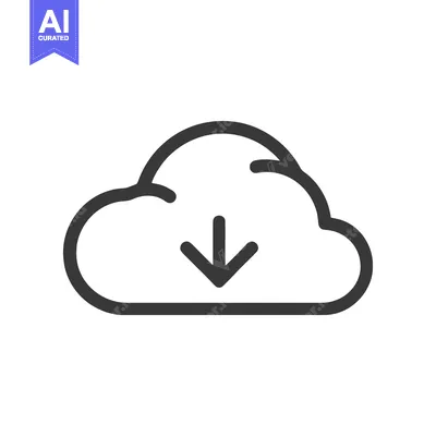 Aset premium populer: Cloud Download Icon: Simple Black Outline on White Background