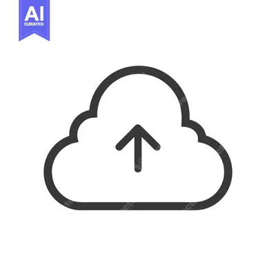 Aset desain premium: Minimalist Cloud Upload Icon: Simple Data Transfer Symbol on White