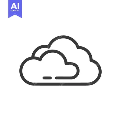 Aset desain premium: Minimalist Cloud Icon: Simple Black Outline on White Background, Weath