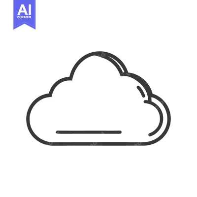 Aset premium populer: Simple Cloud Icon with Double Outline and Dash, Isolated on White