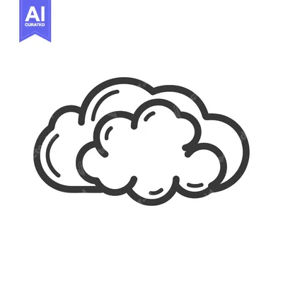 Aset premium populer: A simplistic black and white illustration of two fluffy clouds