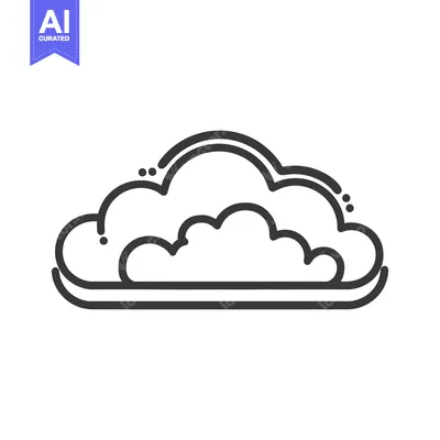 Aset premium populer: A simple outline illustration of a stylized puffy cloud shape
