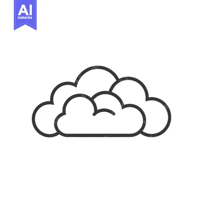 Aset desain premium: A simple black outline illustration depicting a fluffy cloud