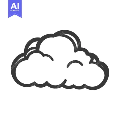 Aset premium populer: A simple illustration depicting a stylized cloud in black and white