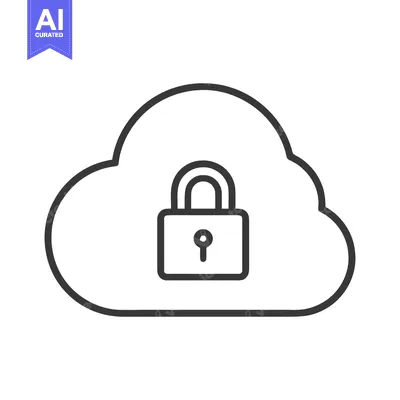 Premium design asset: Secure Cloud Storage: Padlock Icon Inside Cloud Outline, Data Protecti