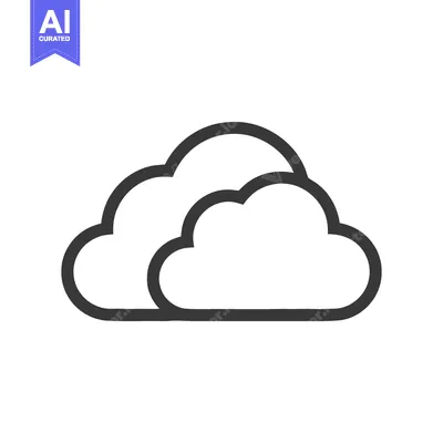 Aset desain premium: Minimalist Cloud Icon: Simple Weather Symbol in Black Outline on White