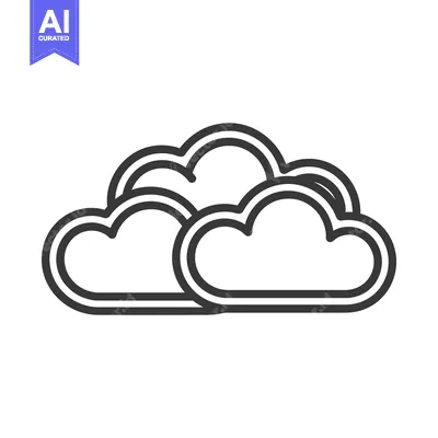 Premium design asset: A simple outlined drawing depicting several puffy clouds together