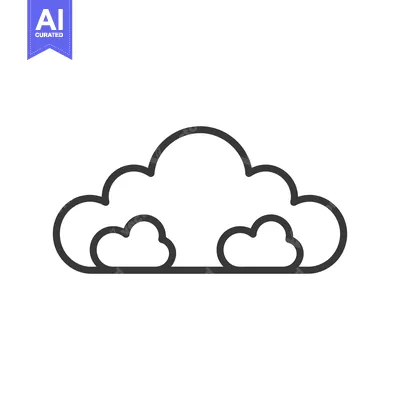 Aset premium populer: A simple outlined image illustrating fluffy and puffy cloud shapes