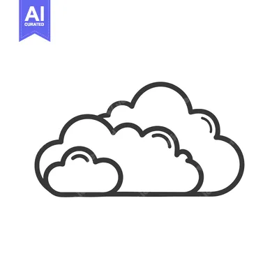 Popular premium asset: A simple monochrome line drawing depicting a cloud formation