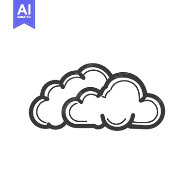 Popular premium asset: Two puffy clouds are depicted in a simple black and white style