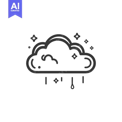 Premium design asset: A whimsical illustration depicting a cloud with falling raindrops and