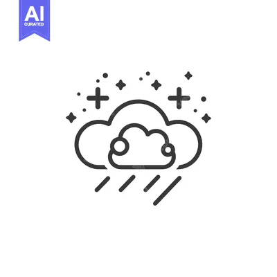 Premium design asset: Cloud with Rain and Two Plus Signs