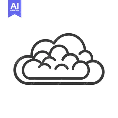 Aset premium populer: A simple black outline drawing depicting a fluffy cloud symbol