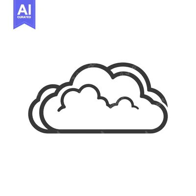 Premium design asset: Simple black and white illustration depicting a puffy cloud shape