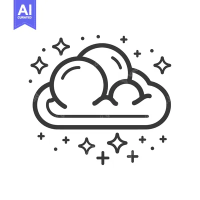 Aset premium populer: A stylized cloudy sky illustration with shining star symbols